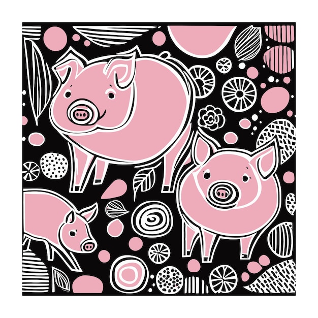 Funny Cartoon Pigs Pattern