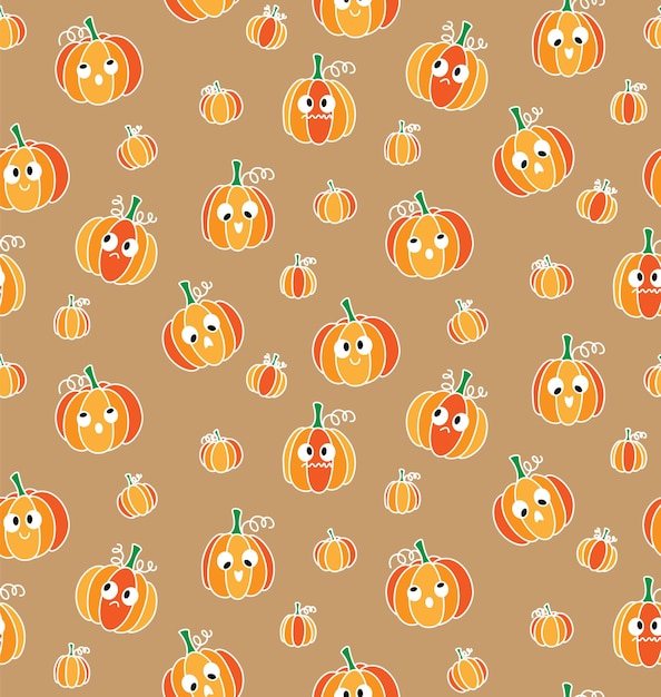 Funny cartoon pumpkins seamless pattern vector EPS 10