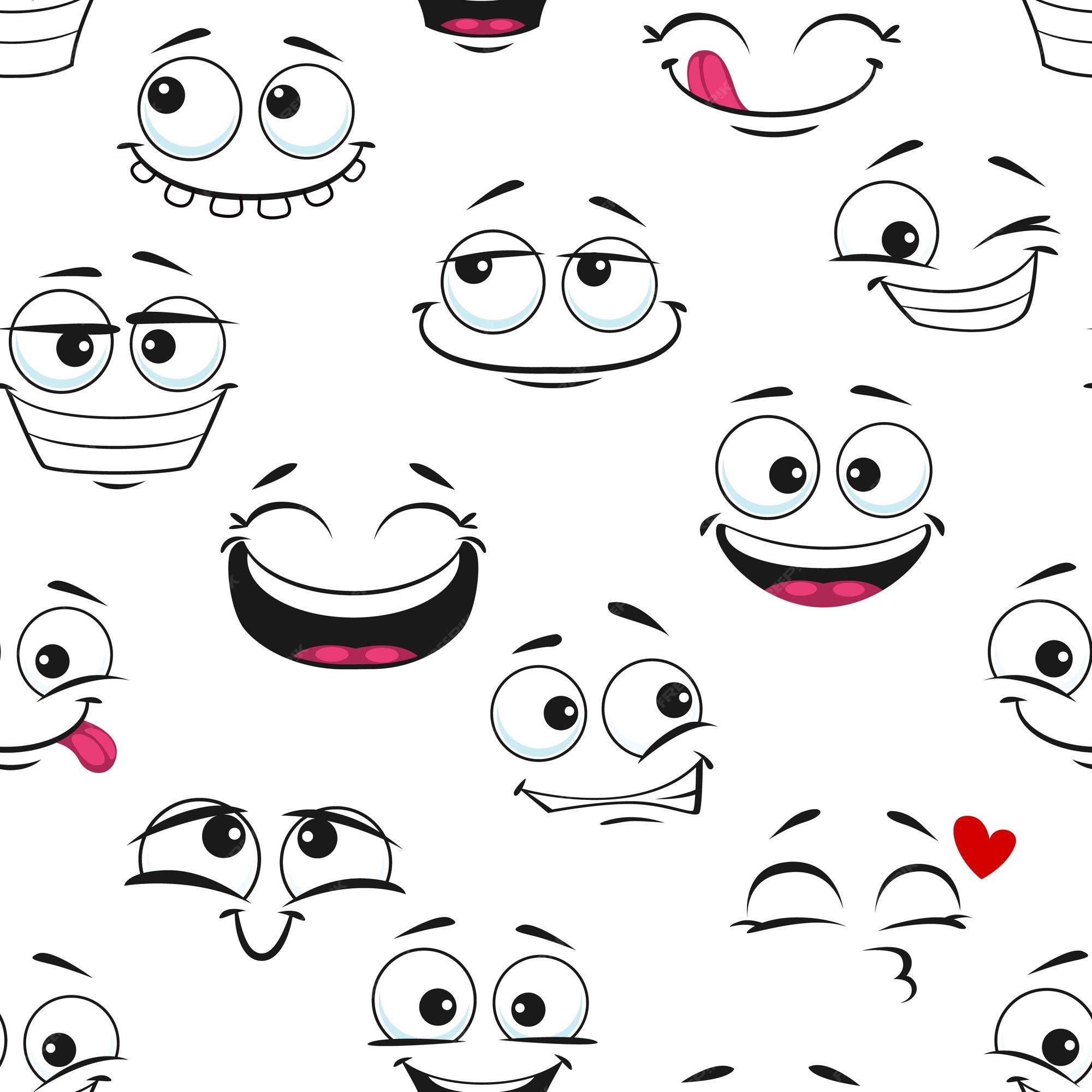 Premium Vector Funny Cartoon Smiles And Laughing Faces Pattern