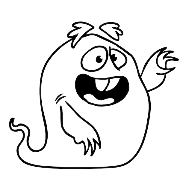 재미있는 만화 웃는 괴물 캐릭터 귀 ⁇ 고 행복한 신화적 외계 생물의  ⁇ 화 할로윈 디자인