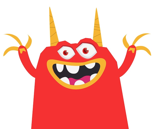 Забавный персонаж улыбающегося монстра из мультфильма иллюстрация милого и счастливого мифического инопланетного существа дизайн хэллоуина
