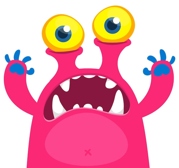 벡터 재미있는 만화 웃는 괴물 캐릭터 귀 ⁇ 고 행복한 신화적 외계 생물의  ⁇ 화 할로윈 디자인