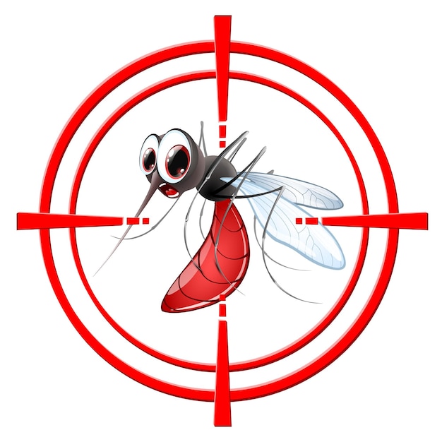 재미있는 만화 표적 모기 표적 표시 비행 곤충 경고
