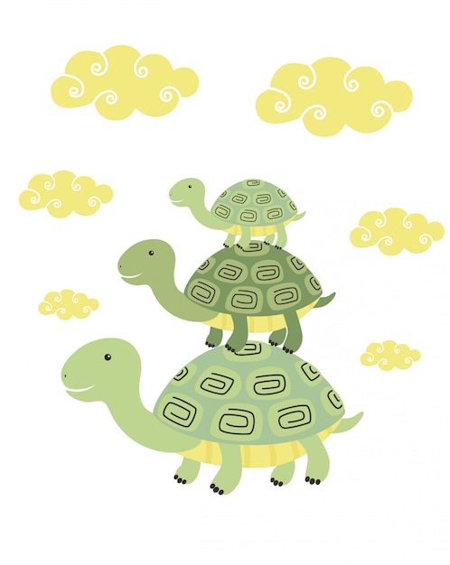 Funny cartoon turtle print