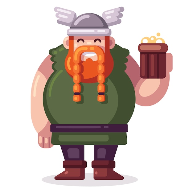 Vector funny cartoon vector viking with beer