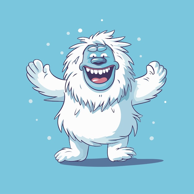 Vector funny cartoon white snowman on blue background vector illustration