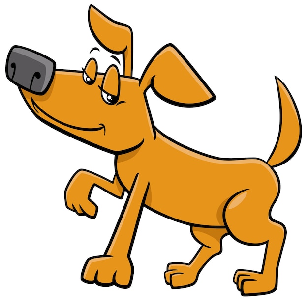 Vettore carattere animale comico del cane giallo divertente del fumetto