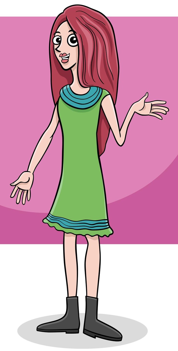 वेक्टर funny cartoon young woman or girl comic character
