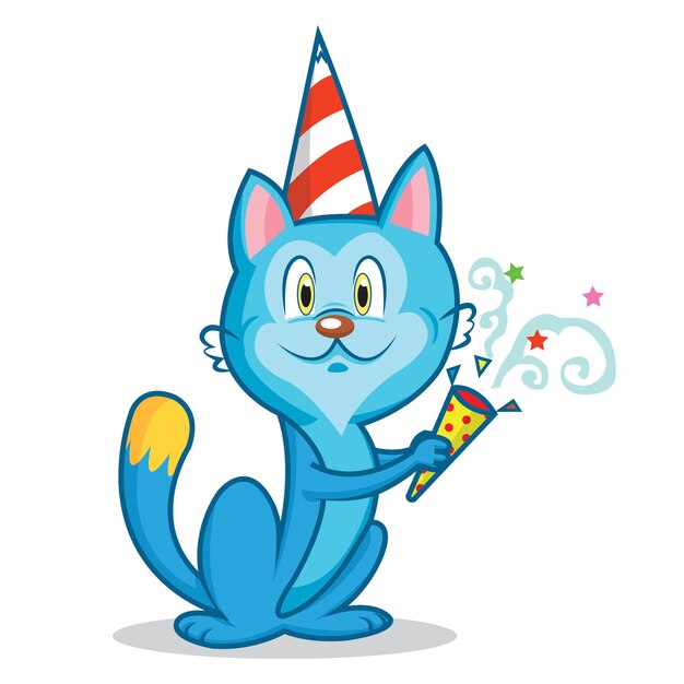 Il gatto divertente celebra il compleanno