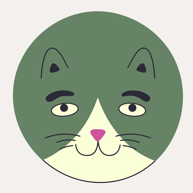 Vector funny cat face abstract personage mascot design funny face cute iconx9