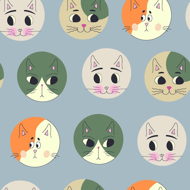 面白い猫の顔の抽象的な人物のマスコット デザイン変な顔かわいい iconx9