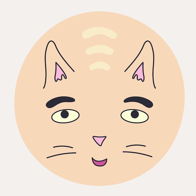 Vector funny cat face abstract personage mascot design funny face cute iconx9