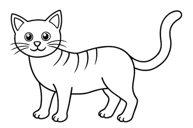 Vector funny cat line art vector illustration