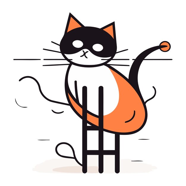 Vector funny cat sitting on a chair vector illustration in flat style