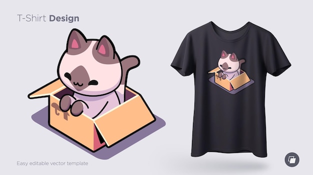 段ボール箱に座っている面白い猫携帯電話用のtシャツスウェットシャツケースに印刷