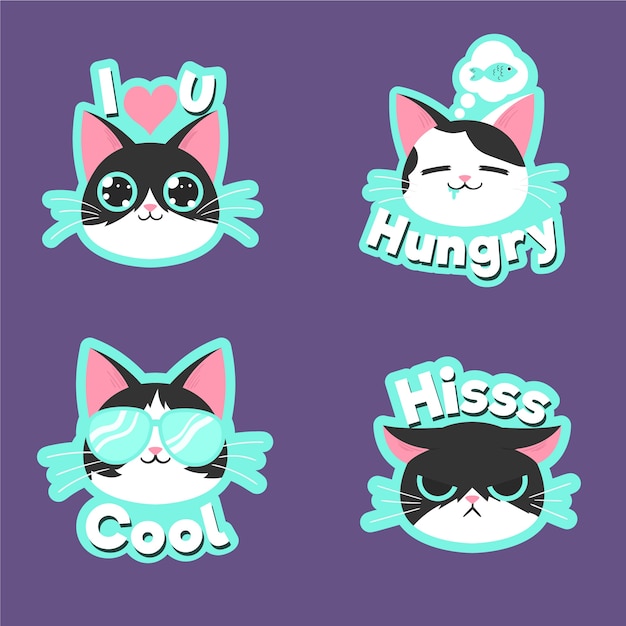 Funny cat sticker collection drawing