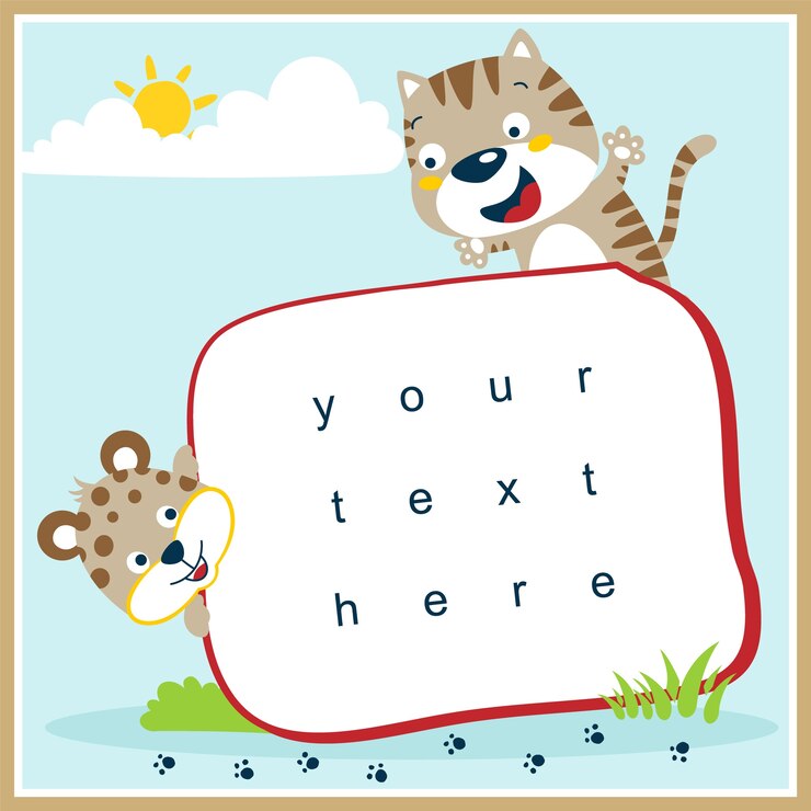 Vector funny cats cartoon with text template 