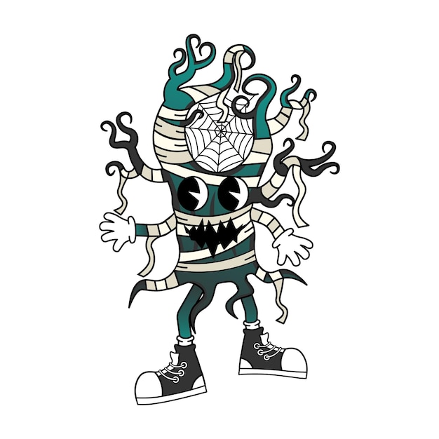 レトロスタイルの面白いキャラクター 白い背景に隔離されたベクトルイラスト