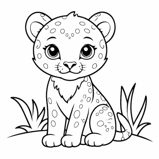 Funny cheetah hand drawn for kids page