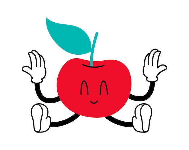 Funny cherries characters flat illustration Cute emoticons