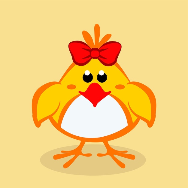 Funny chick girl with a bow Cartoon Baby chick