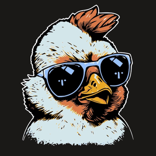 Funny chicken wearing sunglasses Graffiti style printable design for tshirts mugs cases