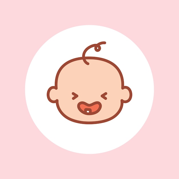 Funny child avatar round wallpaper with a baby inside cute newborn laughs first teeth child