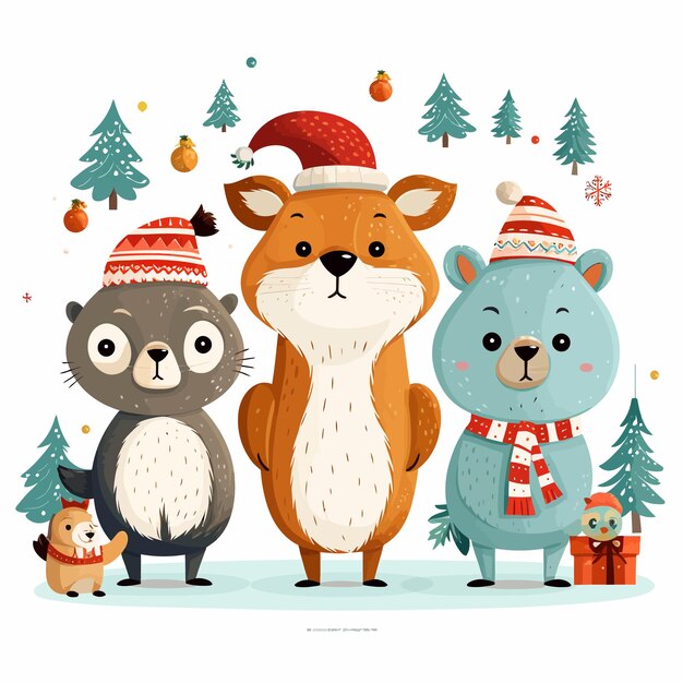 Vettore funny_christmas_animals_vector