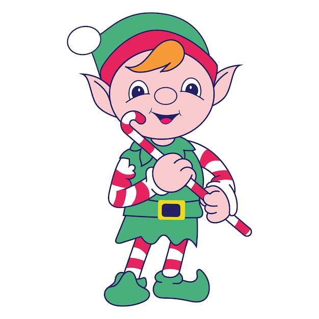 Funny christmas elf character cute santas helper elves