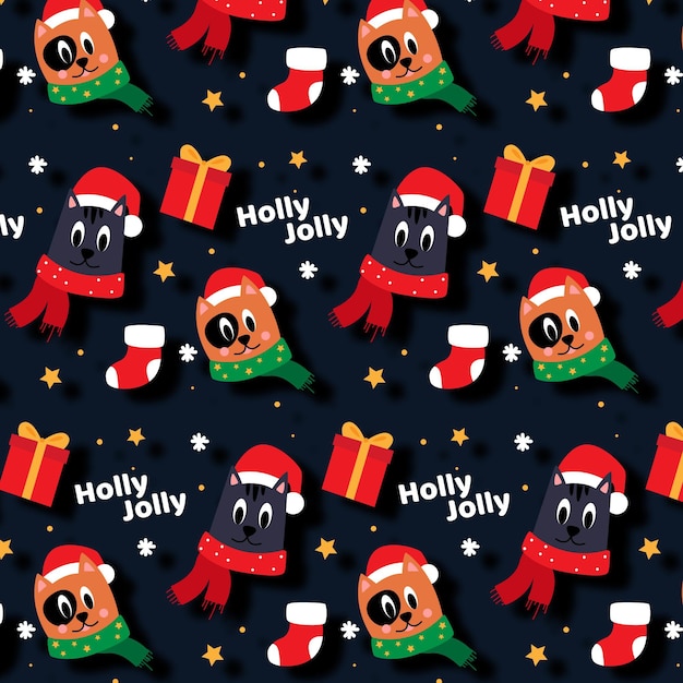 Funny christmas pattern with animals