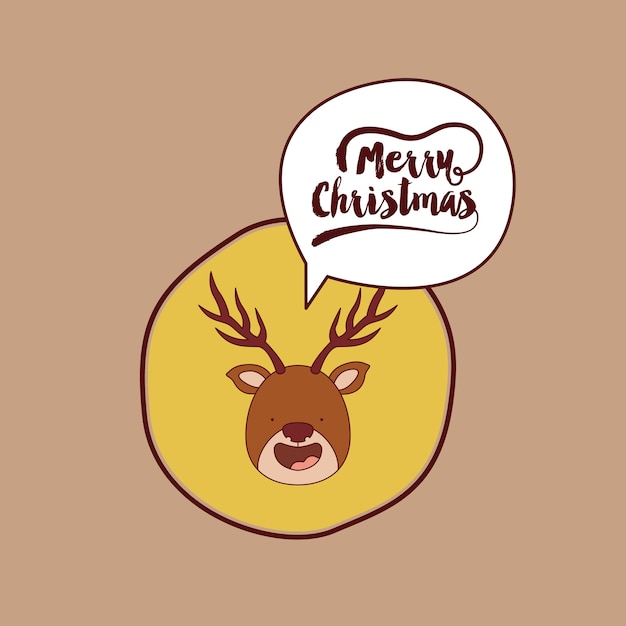 funny Christmas reindeer character isolated icon design