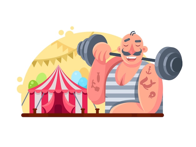 Funny circus weight lifter