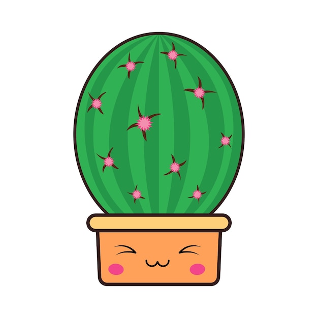 Funny clipart of a cactus in a pot. Vector illustration of a cute plant.