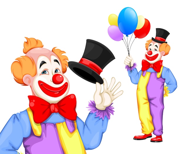 Vector funny clown. april fool's day. circus day