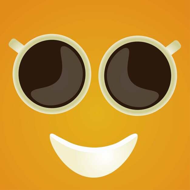 Vector funny coffee smiling face for good mood