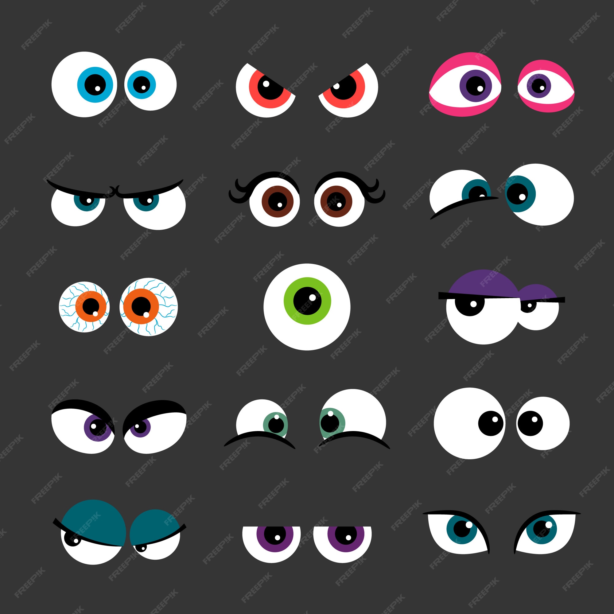 Premium Vector Funny comic monster eyes isolated on gray