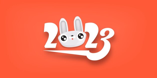 中国の旧正月 2023 年ウサギ バニー新年背景バナーとグリーティング カードの面白いコンセプト