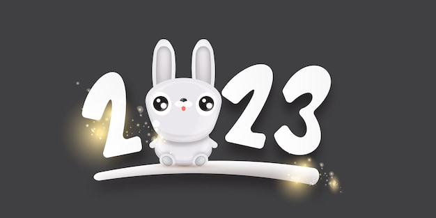벡터 중국 새 해 토끼 토끼 새 해 배경 배너 및 인사말 카드의 2023 년에 대 한 재미 있는 개념