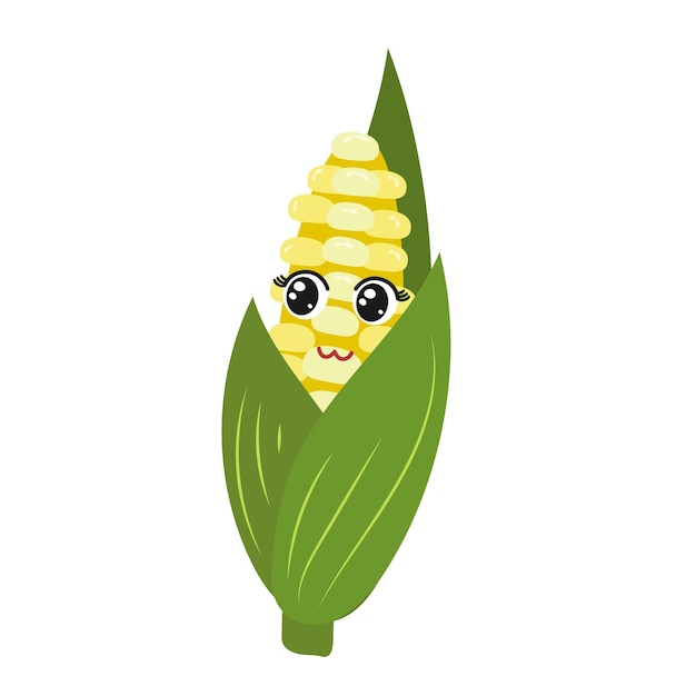 Funny corn with a cartoon face