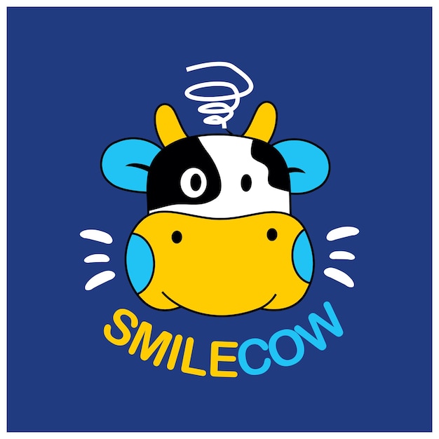 Funny cow cartoon vector illustration