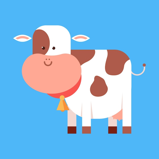 Забавный векторный мультяшный персонаж коровы, изолированные на белом фоне.