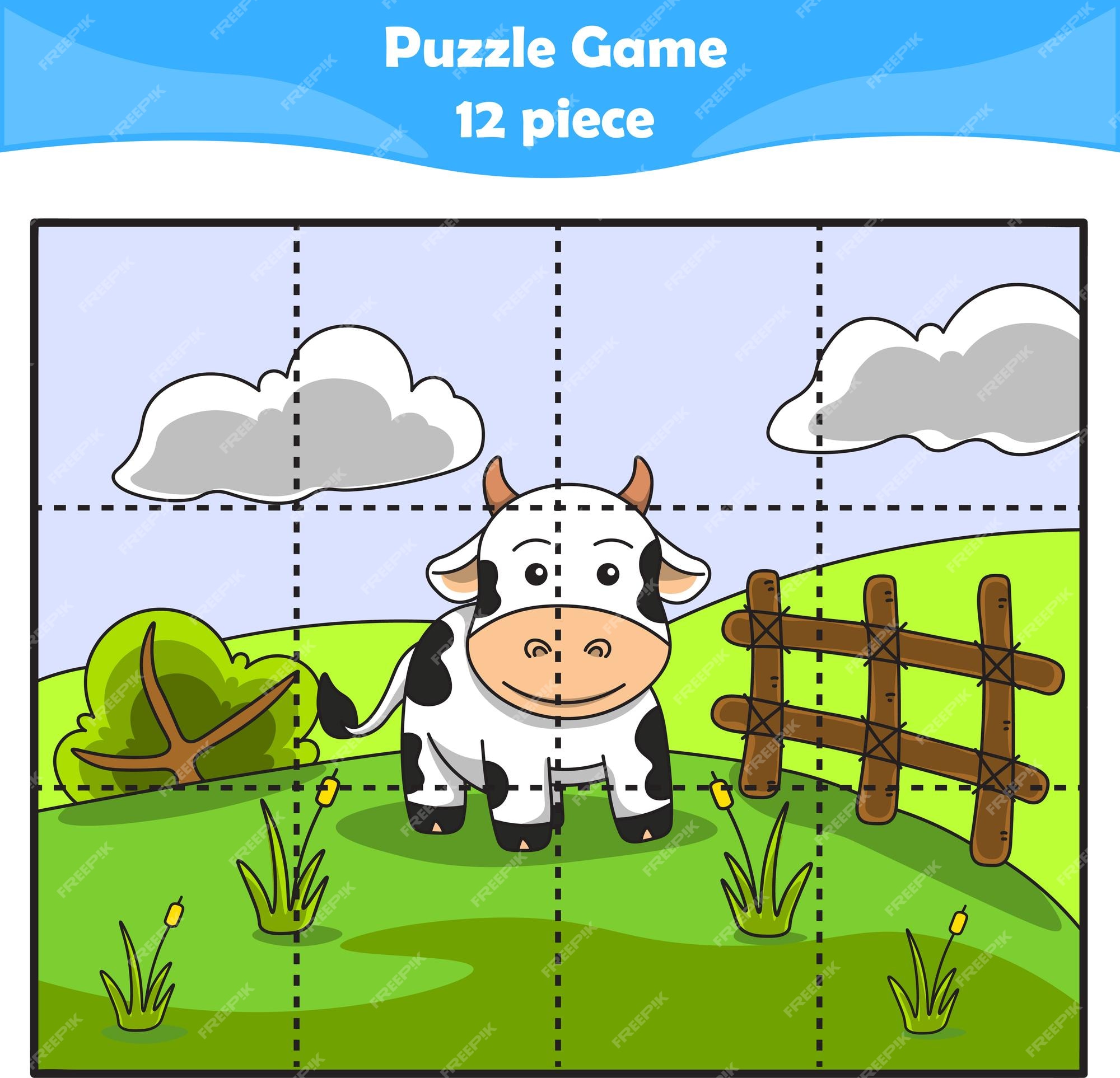 Online Puzzle Games for Young Children: Cow