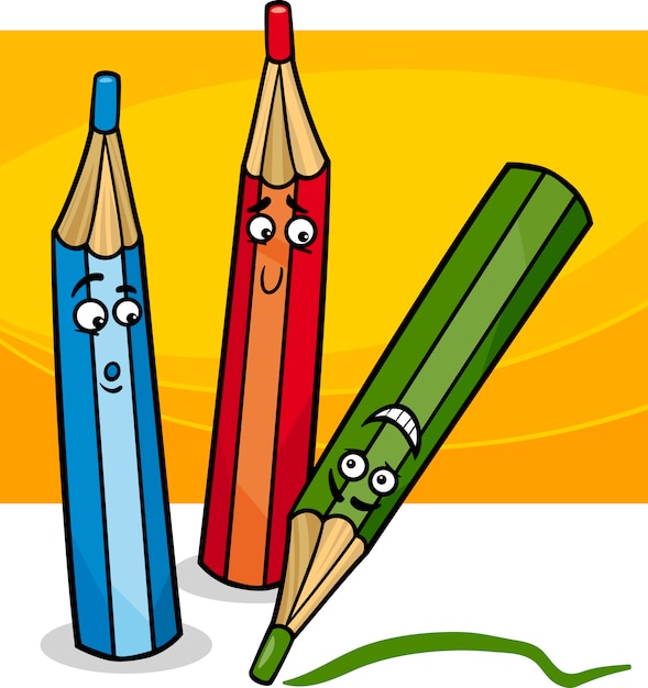 Funny crayons cartoon illustration