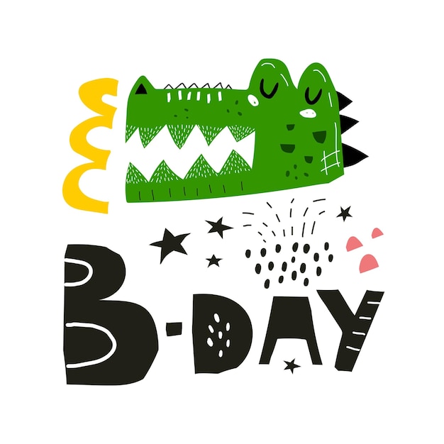 funny crocodile hand drawing lettering