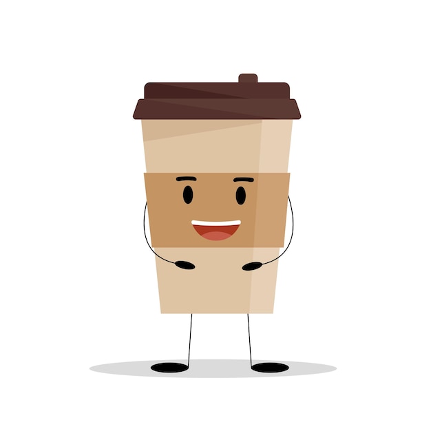 Funny cup of coffee. flat vector illustration.