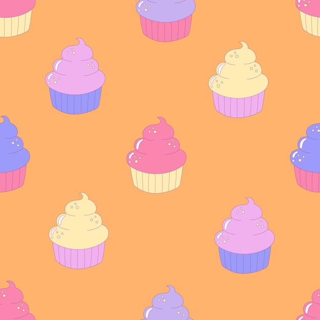 Funny cupcakes seamless pattern