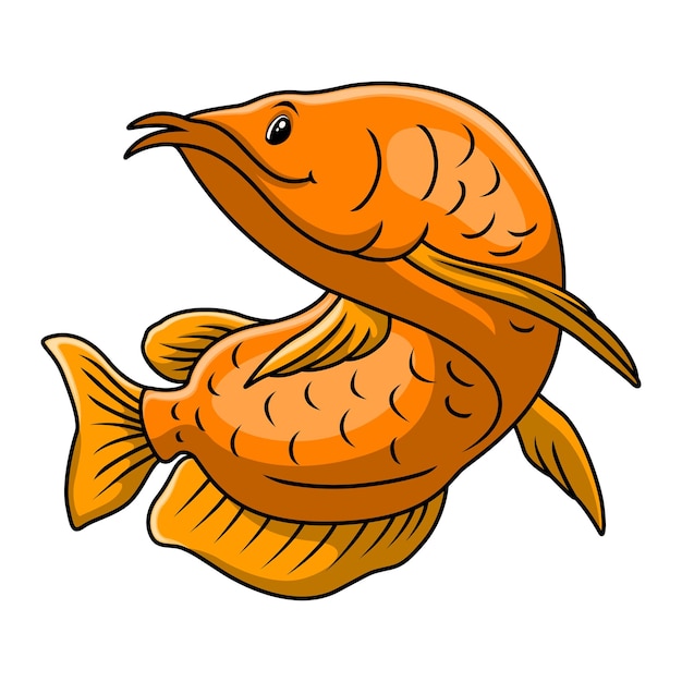 Vector funny cute arowana fish cartoon