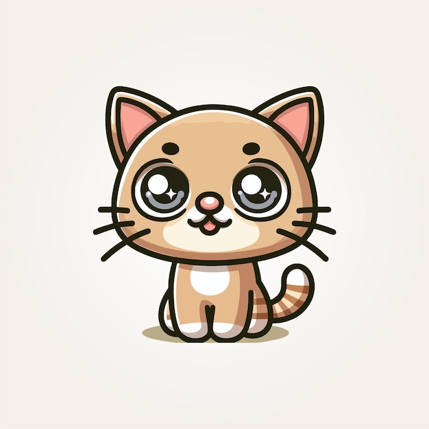 Vector funny and cute big eye cat cartoon character illustration