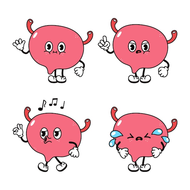 Funny cute bladder character bundle set