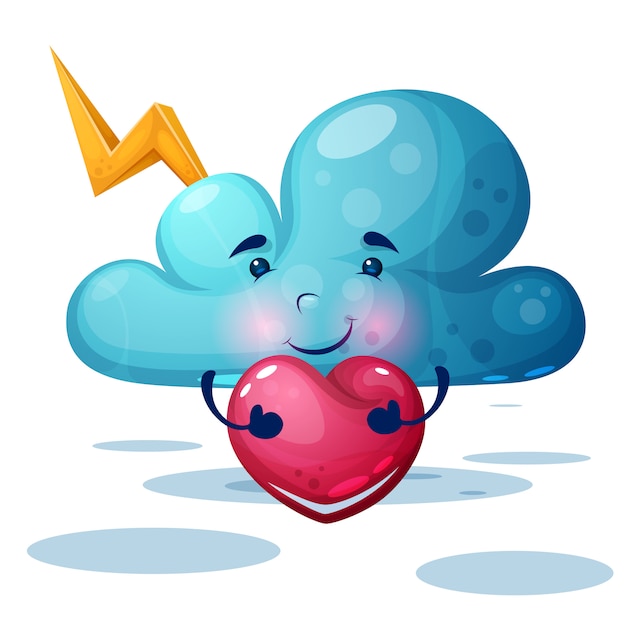 Funny, cute blue cloud characters.